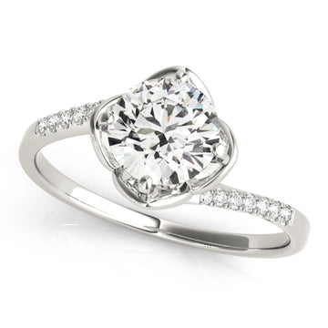 Silver Single Row Engagement Ring Prong Set